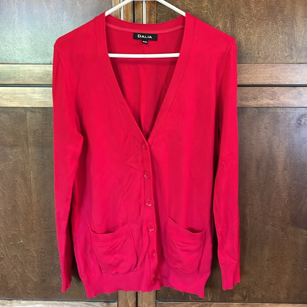 Dalia Women's Red and Black Cardigan Set - Picture 4 of 7